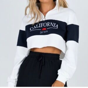 California crop top sweater quarter zip / princess Polly
